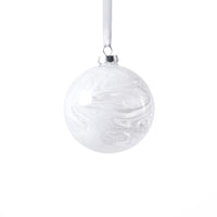 Zodax White Watercolor Glass Ball Christmas Ornaments, Set of 6, 4"