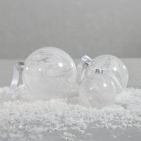 Zodax 4-Piece Set White Watercolor 4.75" Glass Ball Holiday Ornaments