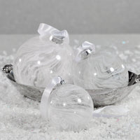 Zodax 4-Piece Set White Watercolor 4.75" Glass Ball Holiday Ornaments