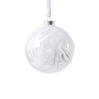 Zodax 4-Piece Set White Watercolor 4.75" Glass Ball Holiday Ornaments