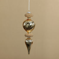 Zodax Gold Beaded Glass Finial Holiday Hanging Ornaments, Set of 4