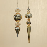 Zodax Gold Metallic Finial Holiday Hanging Ornaments, Set of 4