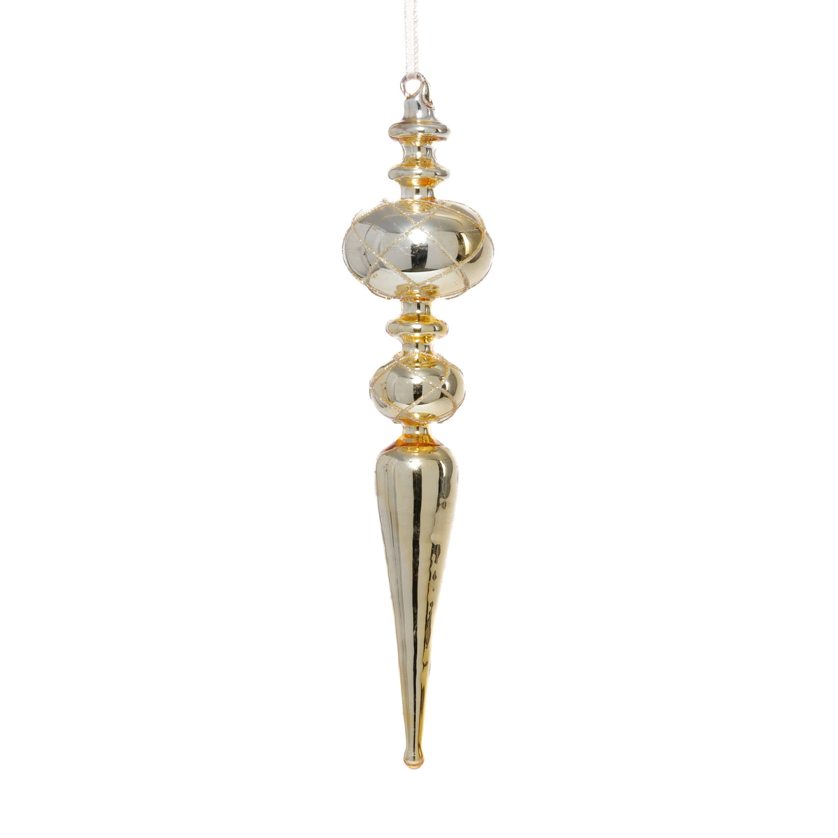 Zodax Gold Metallic Finial Holiday Hanging Ornaments, Set of 4