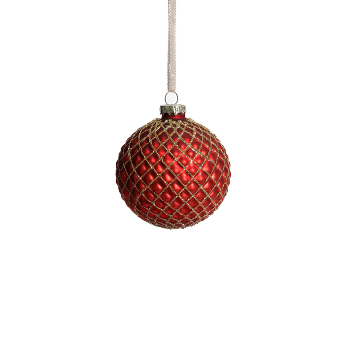 Zodax Metallic Glass Ball Christmas Ornaments, Set of 6, Matte Red, 3.25"
