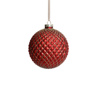 Zodax Metallic Glass Ball Christmas Ornaments, Set of 6, Matte Red, 4"
