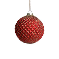Zodax 4-Piece Set Metallic 4.75" Glass Ball Christmas Ornaments, Matte Red
