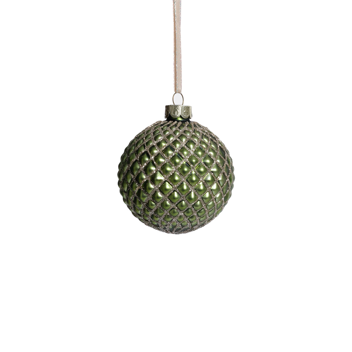 Zodax Metallic Glass Ball Christmas Ornaments, Set of 6, Matte Green, 3.25"