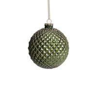 Zodax Metallic Glass Ball Christmas Ornaments, Set of 6, Matte Green, 4"