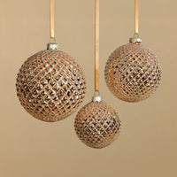 Zodax Metallic Glass Ball Christmas Ornaments, Set of 6, Shiny Gold, 3.25"