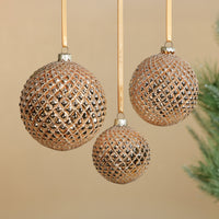 Zodax Metallic Glass Ball Christmas Ornaments, Set of 6, Shiny Gold, 4"