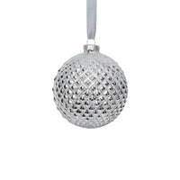 Zodax Metallic Glass Ball Christmas Ornaments, Set of 6, Shiny Silver, 4"