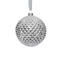 Zodax 4-Piece Set Metallic 4.75" Glass Ball Christmas Ornaments, Shiny Silver