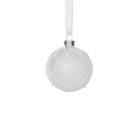 Zodax Frosted Glass Ball Christmas Ornaments with White Glitter, Set of 6, 3.25"