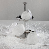 Zodax Frosted Glass Ball Christmas Ornaments with White Glitter, Set of 6, 4"