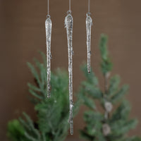Zodax Clear Glass Icicle Ornaments, 12 Hanging Pieces (4 Sets of 3)