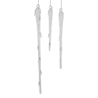 Zodax Clear Glass Icicle Ornaments, 12 Hanging Pieces (4 Sets of 3)