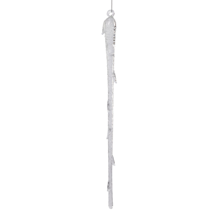 Zodax Clear Glass Icicle Ornaments, 12 Hanging Pieces (4 Sets of 3)