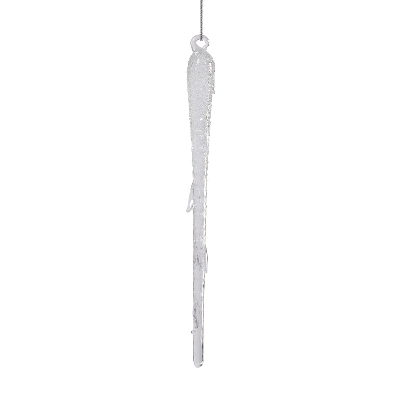 Zodax Clear Glass Icicle Ornaments, 12 Hanging Pieces (4 Sets of 3)