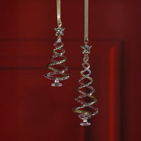 Zodax Clear Twisted Glass Tree Ornaments with Gold Glitter, 12 Hanging Pieces (6 Sets of 2)