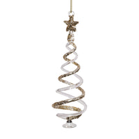 Zodax Clear Twisted Glass Tree Ornaments with Gold Glitter, 12 Hanging Pieces (6 Sets of 2)