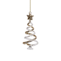 Zodax Clear Twisted Glass Tree Ornaments with Gold Glitter, 12 Hanging Pieces (6 Sets of 2)