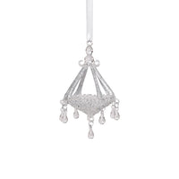 Zodax Chandelier Glass Holiday Hanging Ornaments, Set of 6, Silver