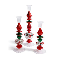 Zodax Holiday Mercury Glass Taper Candle Holders, Set of 4, 10.25"