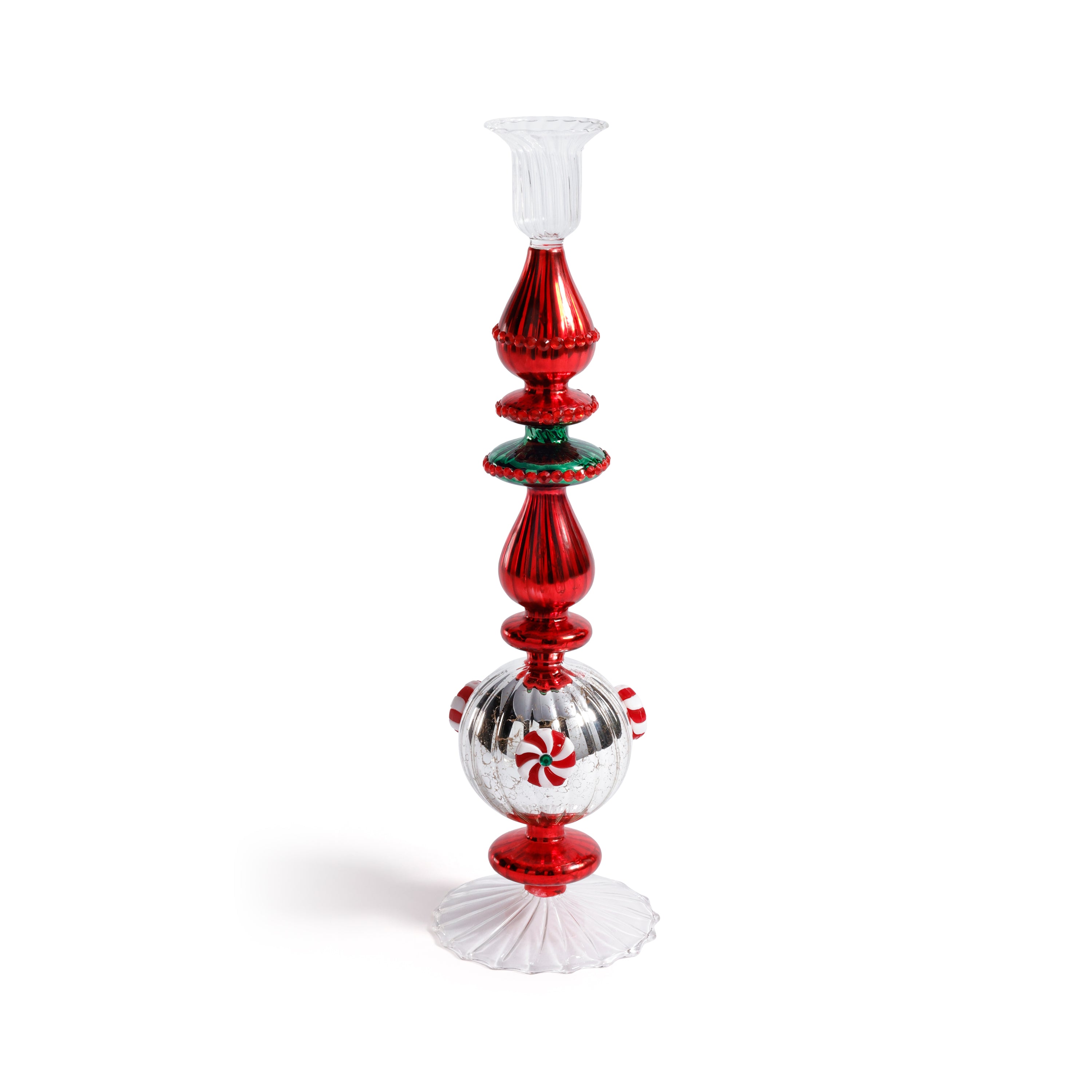 Zodax 13" Holiday Mercury Glass Taper Candle Holders - Thumbnail 3