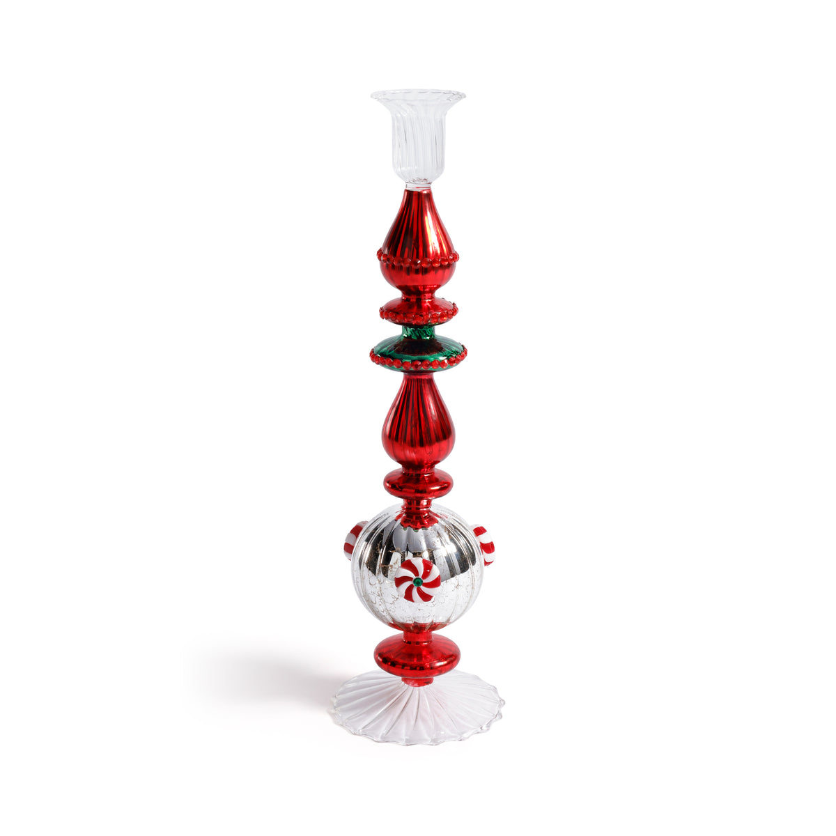 Zodax Holiday Mercury Glass Taper Candle Holders, Set of 4, 13"
