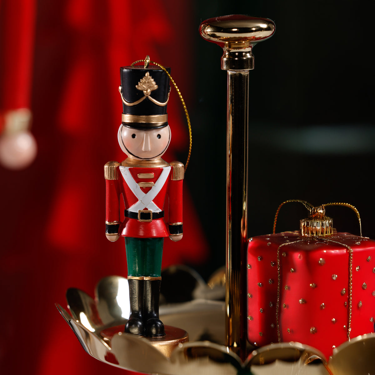 Zodax Feya Nutcracker Holiday Resin Ornaments, 6 Hanging Pieces (2 Sets of 3 Assorted)