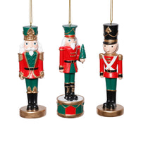 Zodax Feya Nutcracker Holiday Resin Ornaments, 6 Hanging Pieces (2 Sets of 3 Assorted)