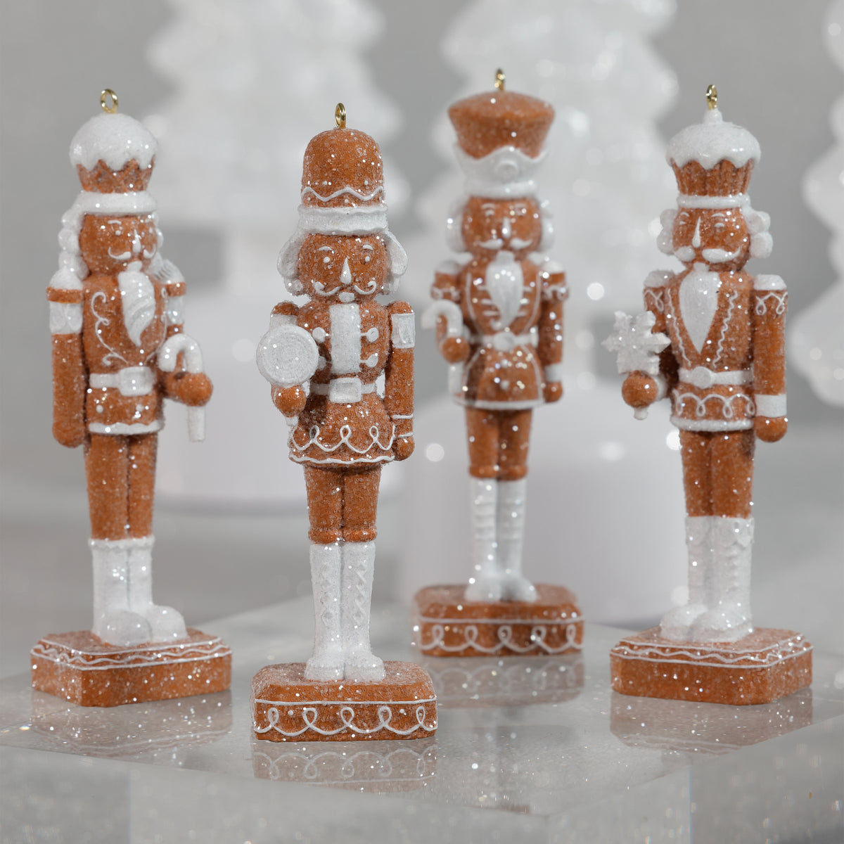 Zodax Adelard Gingerbread Soldier Resin Ornaments, 12 Hanging Pieces (3 Sets of 4 Assorted)