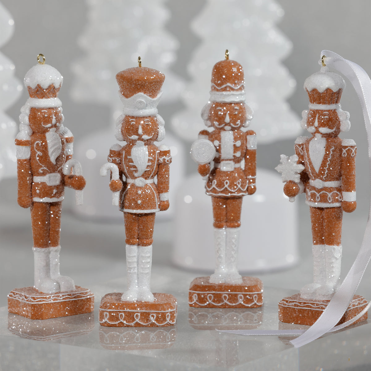 Zodax Adelard Gingerbread Soldier Resin Ornaments, 12 Hanging Pieces (3 Sets of 4 Assorted)