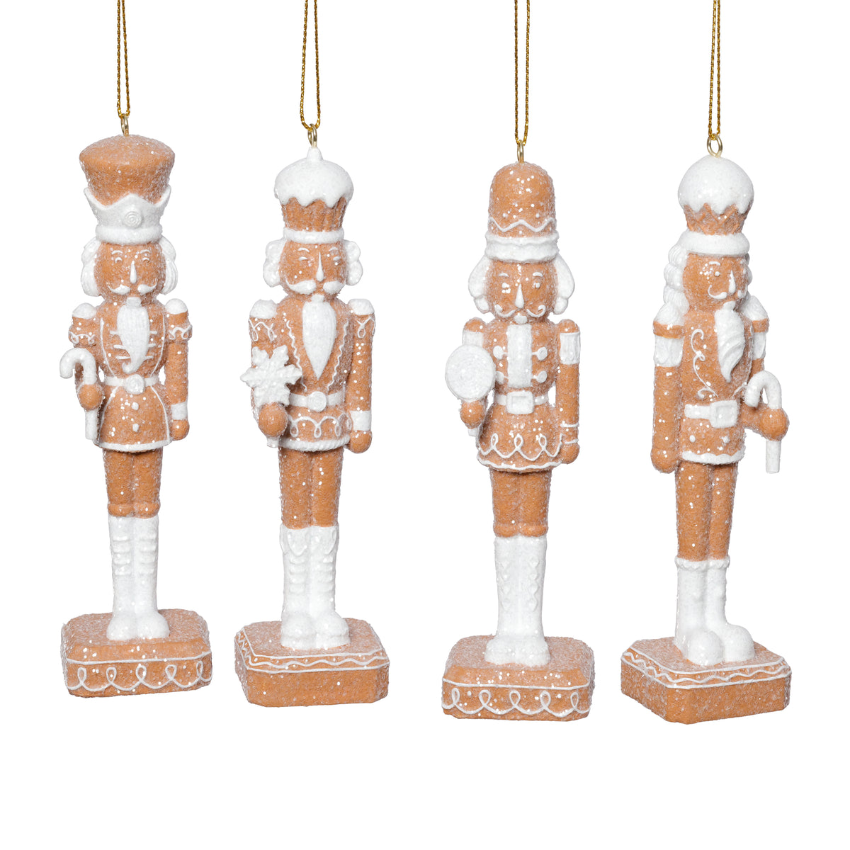 Zodax Adelard Gingerbread Soldier Resin Ornaments, 12 Hanging Pieces (3 Sets of 4 Assorted)