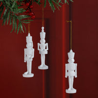 Zodax Patrice Soldier Holiday Ornaments, 6 Hanging Pieces (2 Sets of 3 Assorted), White