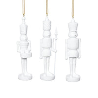 Zodax Patrice Soldier Holiday Ornaments, 6 Hanging Pieces (2 Sets of 3 Assorted), White