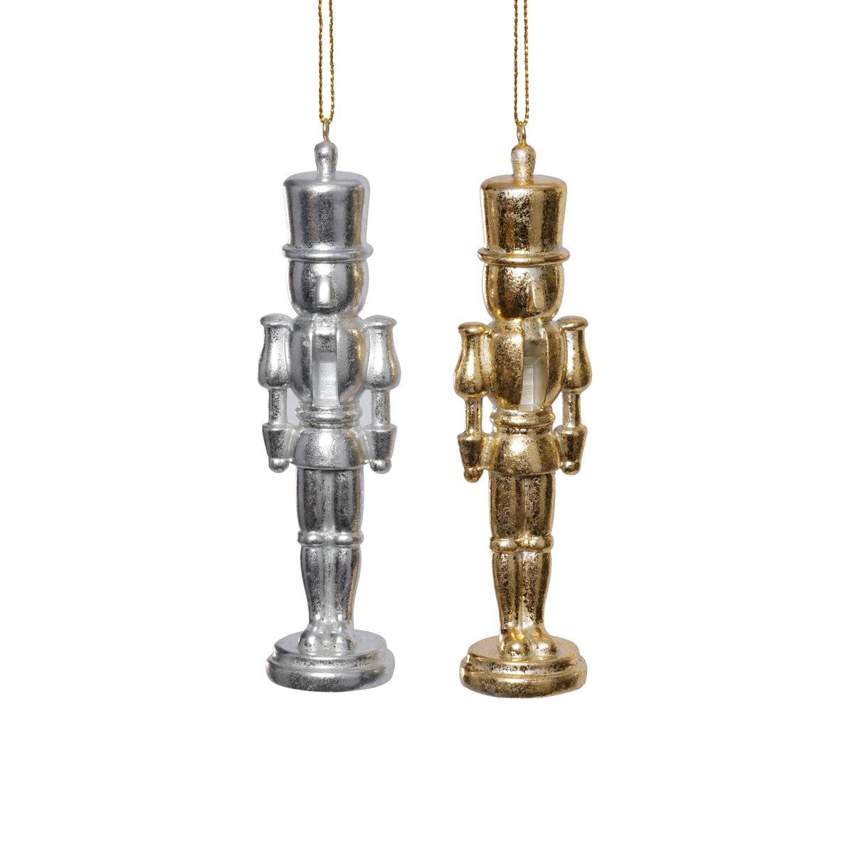 Zodax Silver & Gold Hartwin Metallic Nutcracker Holiday Hanging Ornaments, Set of 6