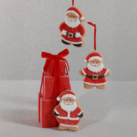 Zodax Assorted Cookie Christmas Ornaments, 6 Hanging Pieces (2 Sets of 3), Santa