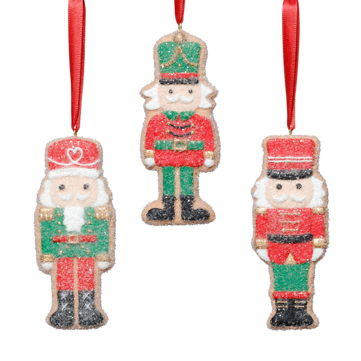 Zodax Assorted Cookie Christmas Ornaments, 6 Hanging Pieces (2 Sets of 3), Soldier