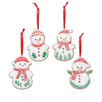 Zodax Assorted Cookie Christmas Ornaments, 8 Hanging Pieces (2 Sets of 4), Snowman