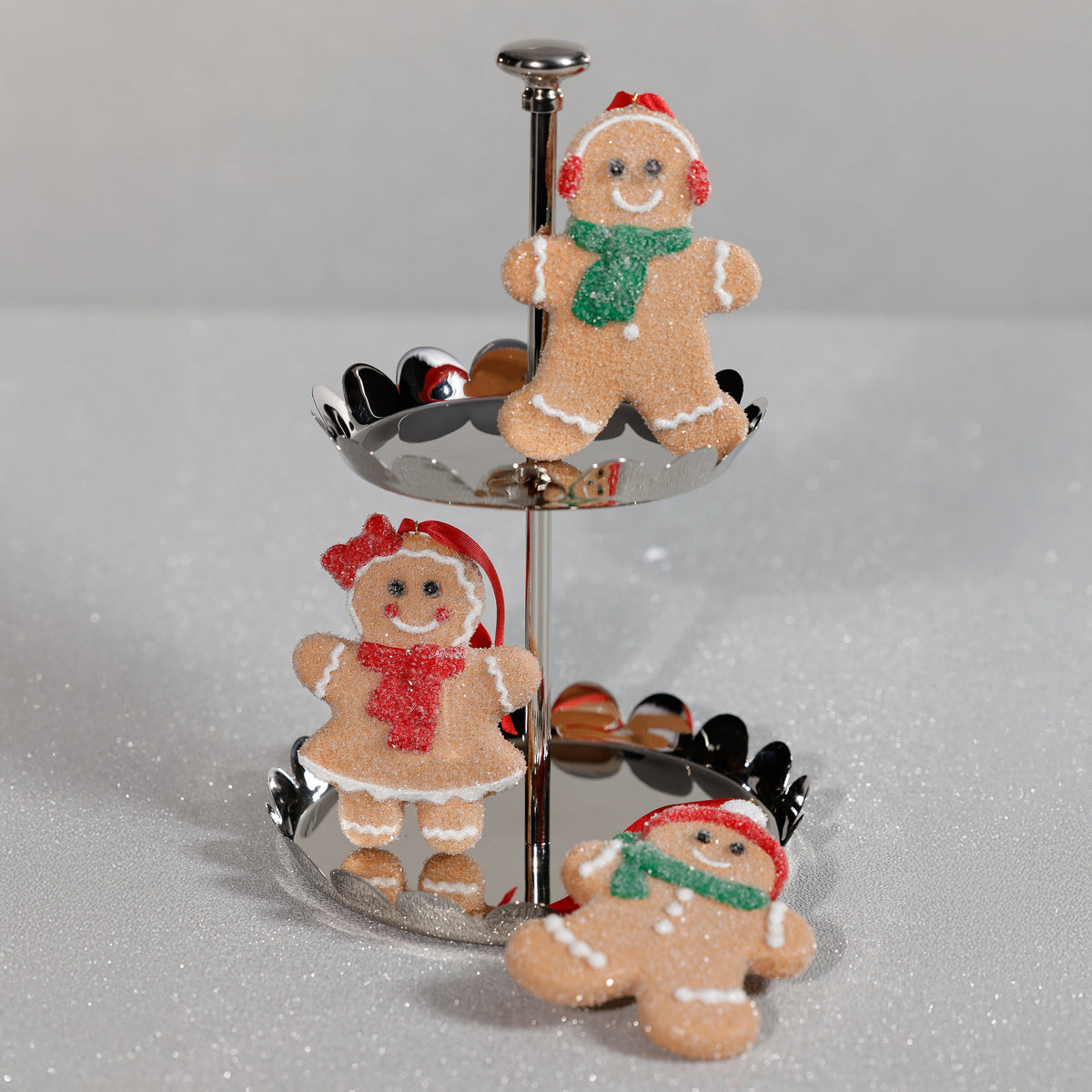 Zodax Assorted Cookie Christmas Ornaments, 6 Hanging Pieces (2 Sets of 3), Gingerbread