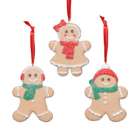 Zodax Assorted Cookie Christmas Ornaments, 6 Hanging Pieces (2 Sets of 3), Gingerbread