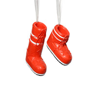 Zodax Après Ski Boot Holiday Ornaments, 6 Hanging Pieces (3 Sets of 2 Assorted Sizes), Red