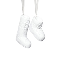 Zodax Après Ski Boot Holiday Ornaments, 6 Hanging Pieces (3 Sets of 2 Assorted Sizes), White