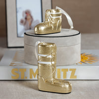 Zodax Après Ski Boot Holiday Ornaments, 6 Hanging Pieces (3 Sets of 2 Assorted Sizes), Gold