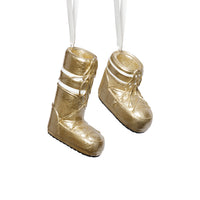 Zodax Après Ski Boot Holiday Ornaments, 6 Hanging Pieces (3 Sets of 2 Assorted Sizes), Gold