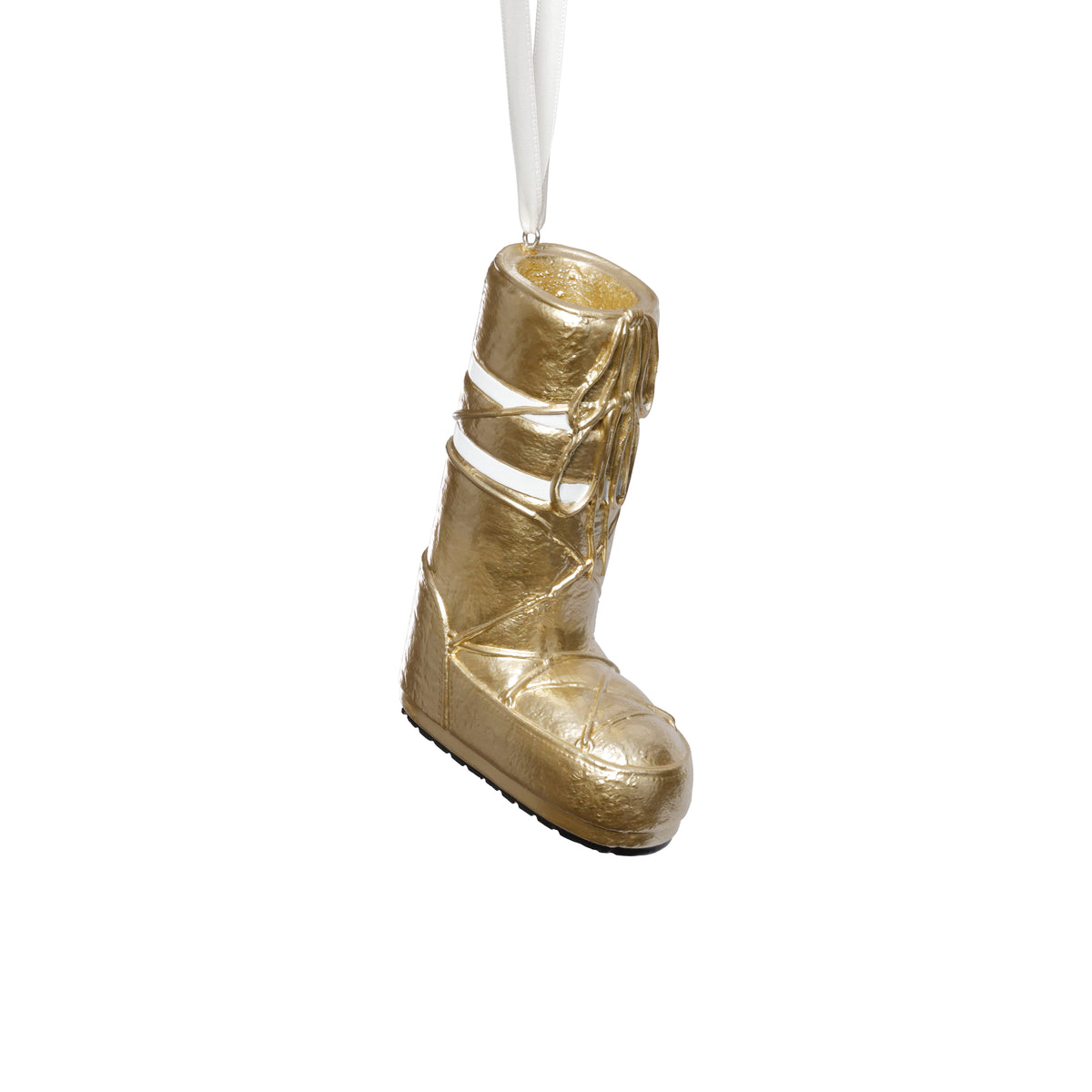 Zodax Après Ski Boot Holiday Ornaments, 6 Hanging Pieces (3 Sets of 2 Assorted Sizes), Gold