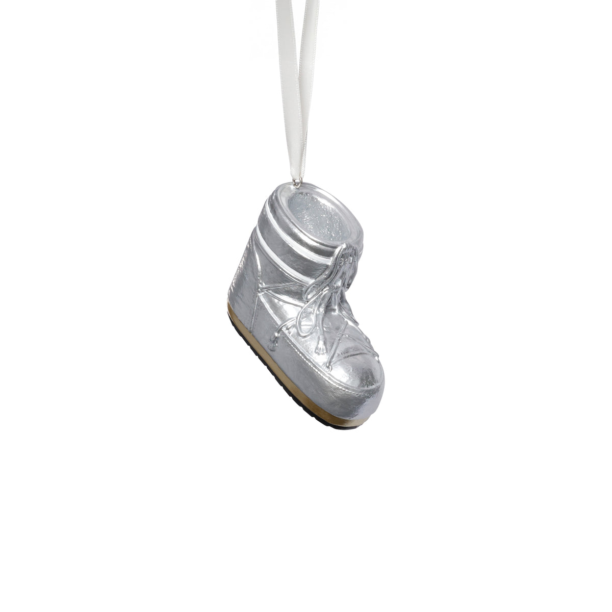 Zodax Après Ski Boot Holiday Ornaments, 6 Hanging Pieces (3 Sets of 2 Assorted Sizes), Silver