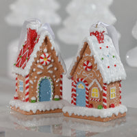 Zodax Gingerbread House Christmas Ornaments, 6 Hanging Pieces (3 Sets of 2 Assorted)