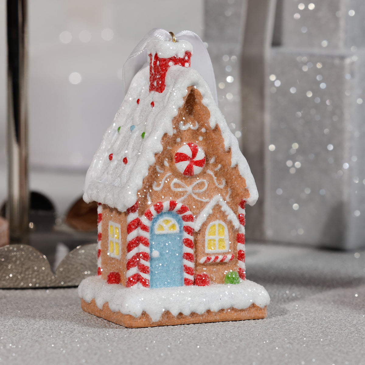 Zodax Gingerbread House Christmas Ornaments, 6 Hanging Pieces (3 Sets of 2 Assorted)
